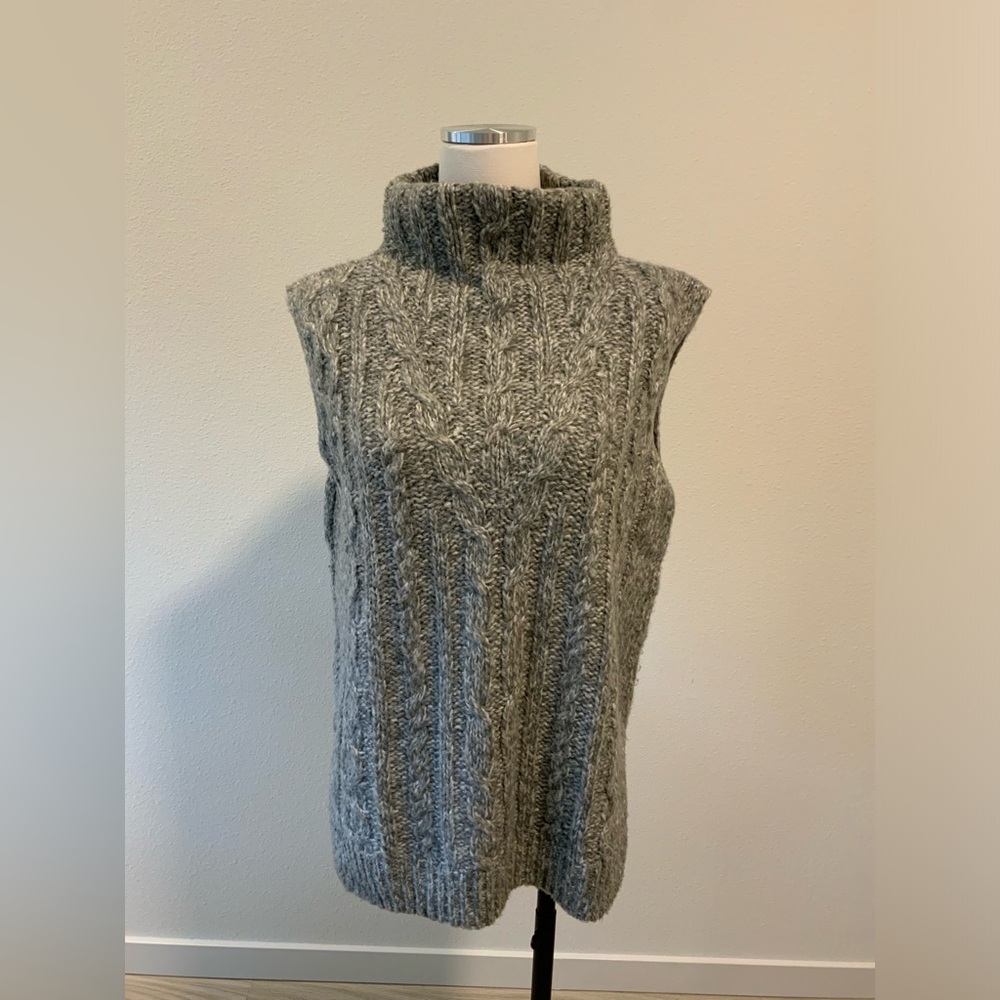 Topshop Sweater Vest - knitted crew cable vest - Grey